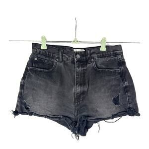 IZZUE Distressed Charcoal Black Gray Cutoff Denim Shorts - Sz 29